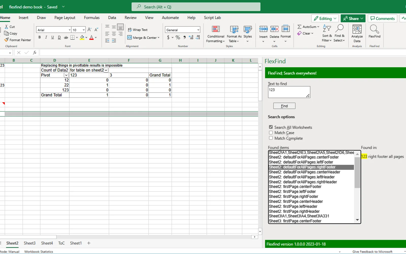FlexFind — screenshot from the Microsoft Marketplace listing