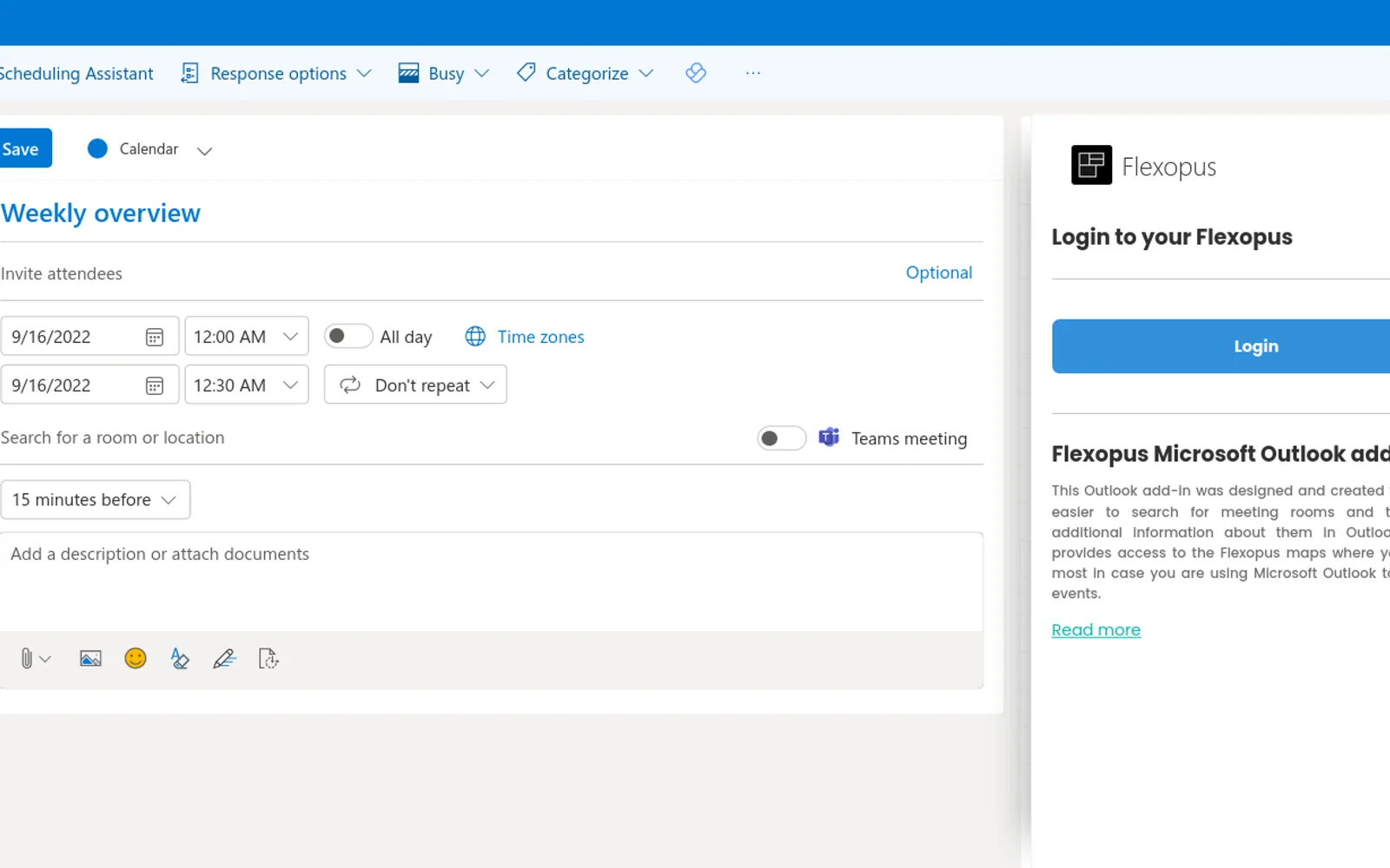 Flexopus for Outlook — screenshot from the Microsoft Marketplace listing