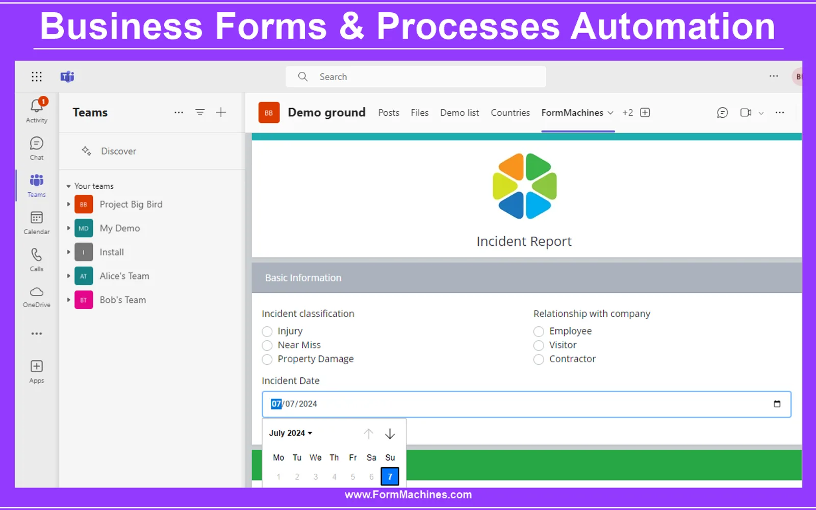 FormMachines — screenshot from the Microsoft Marketplace listing