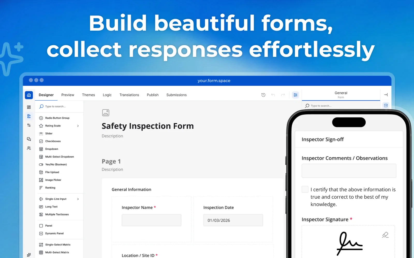 Formspace — screenshot from the Microsoft Marketplace listing