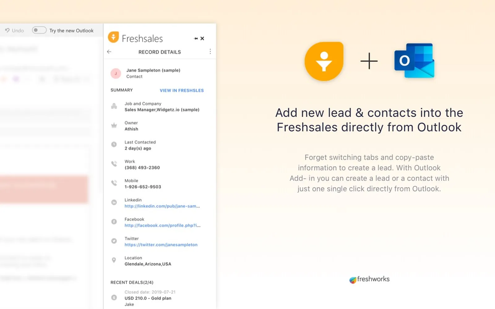 Freshsales — screenshot from the Microsoft Marketplace listing