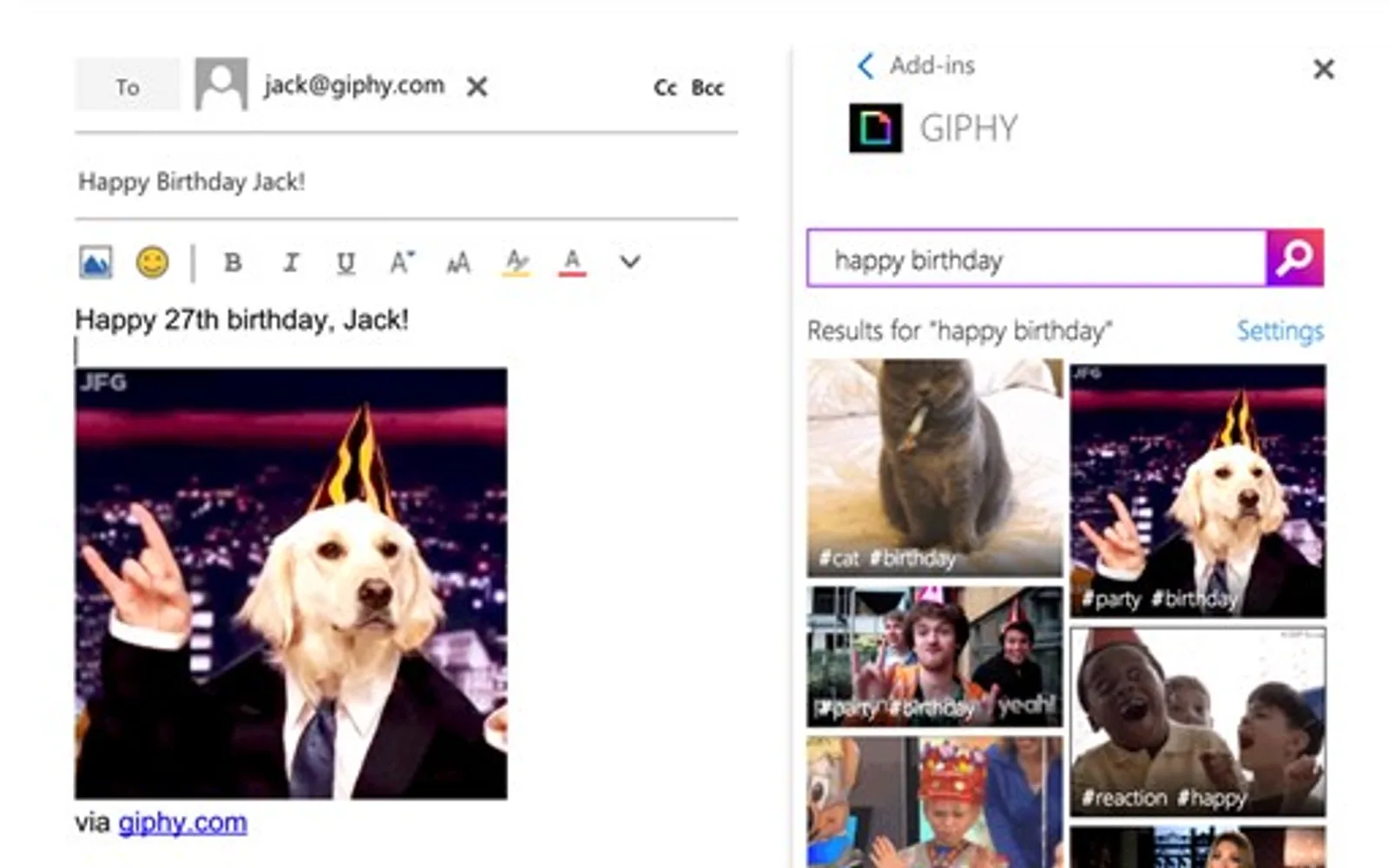 GIPHY — screenshot from the Microsoft Marketplace listing