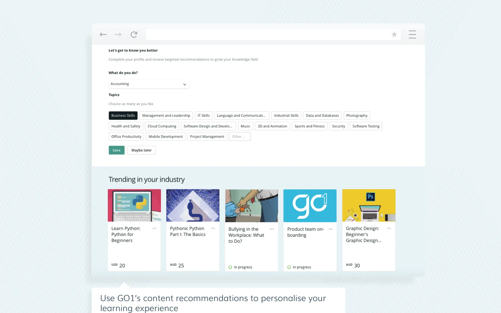 GO1 — screenshot from the Microsoft Marketplace listing