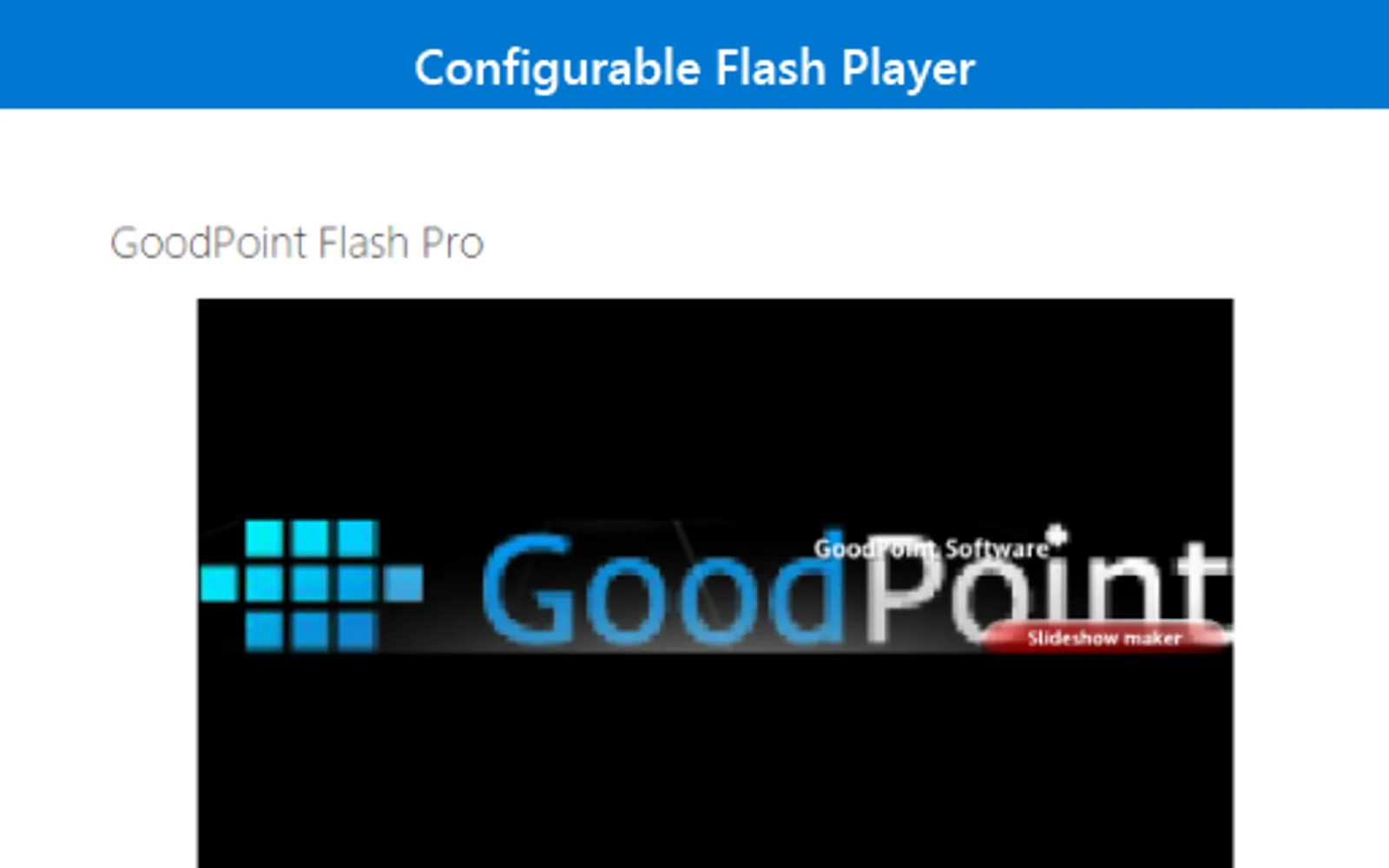 GoodPoint Flash Player Lite — screenshot from the Microsoft Marketplace listing