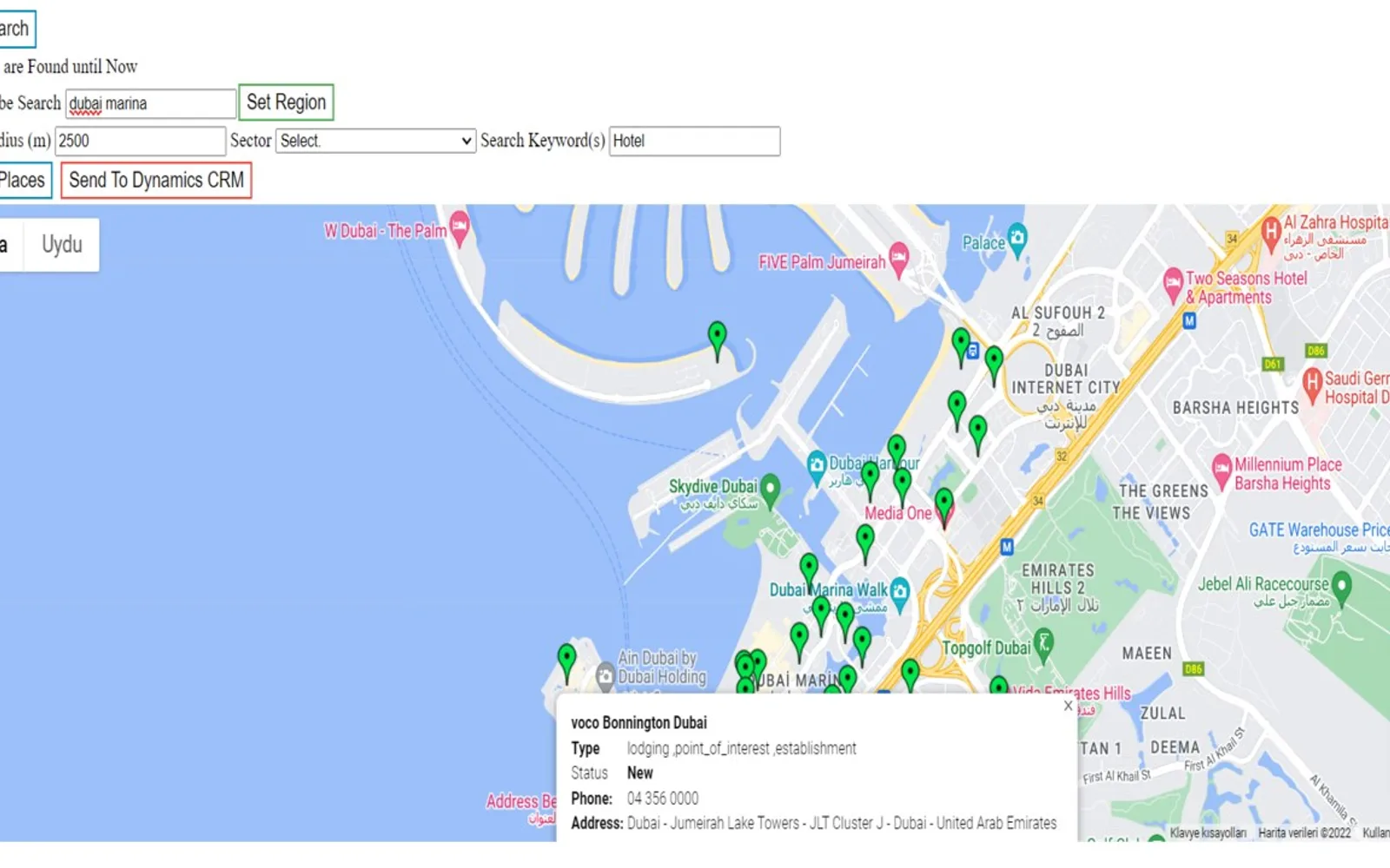 Google Place Search — screenshot from the Microsoft Marketplace listing