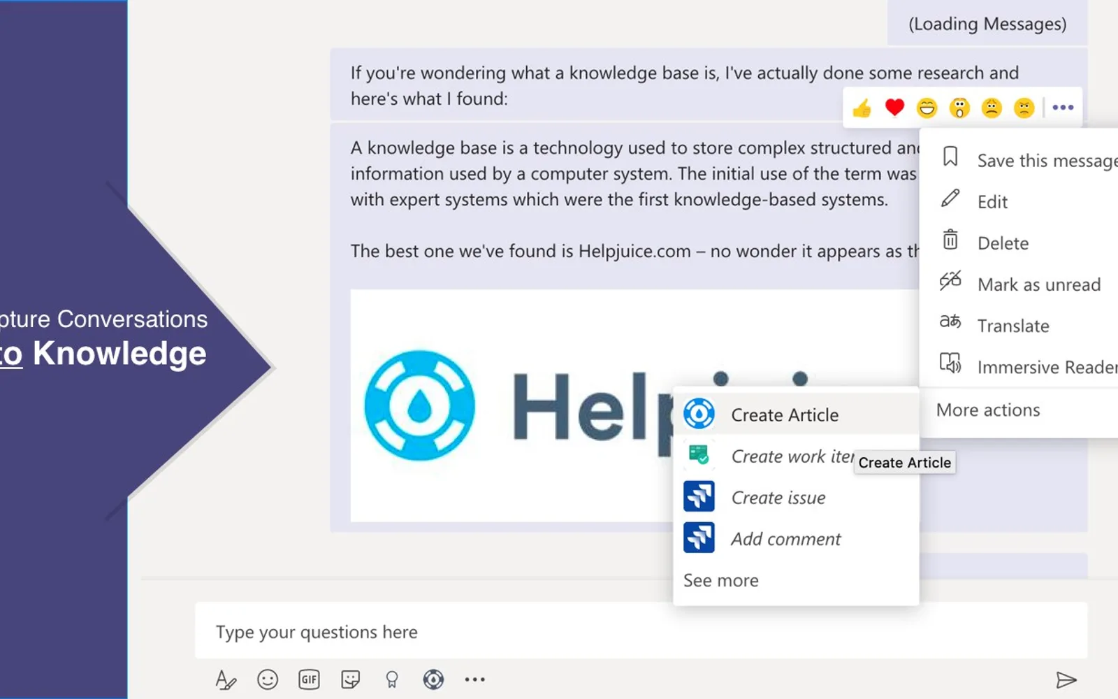 Helpjuice — screenshot from the Microsoft Marketplace listing