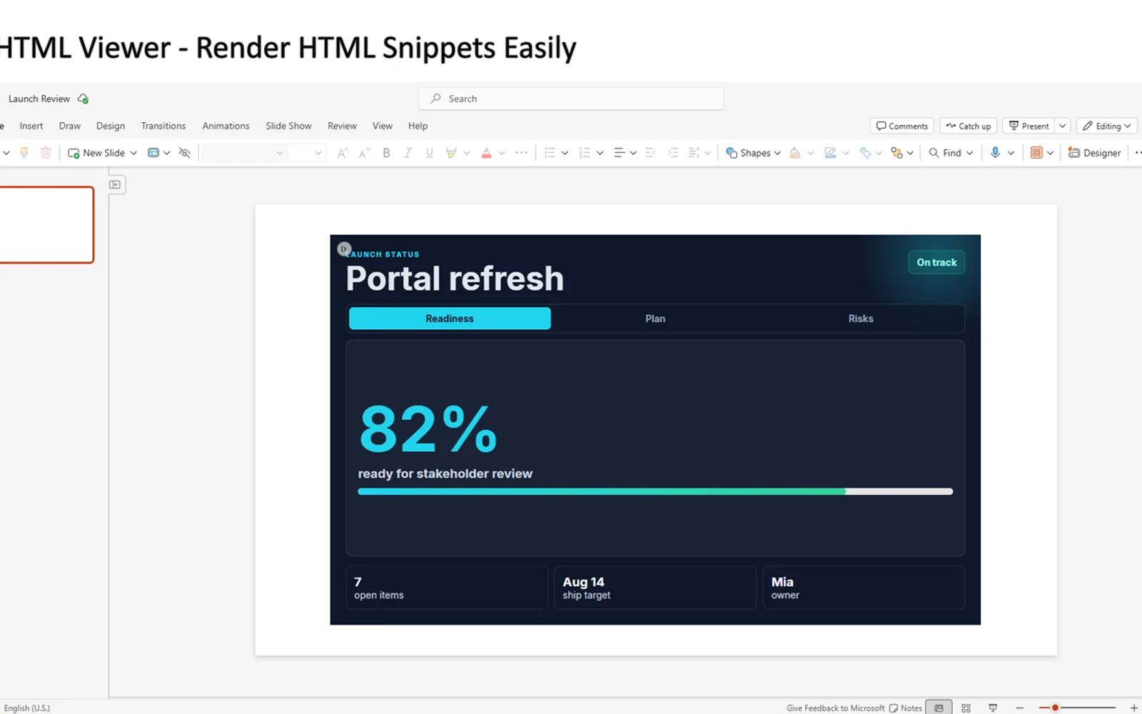 HTML Viewer 365 — screenshot from the Microsoft Marketplace listing