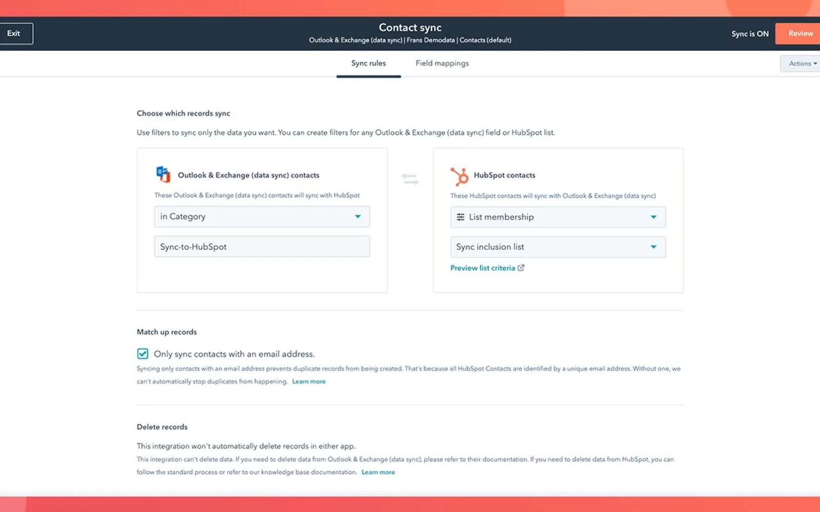 HubSpot for Microsoft Outlook Contacts — screenshot from the Microsoft Marketplace listing