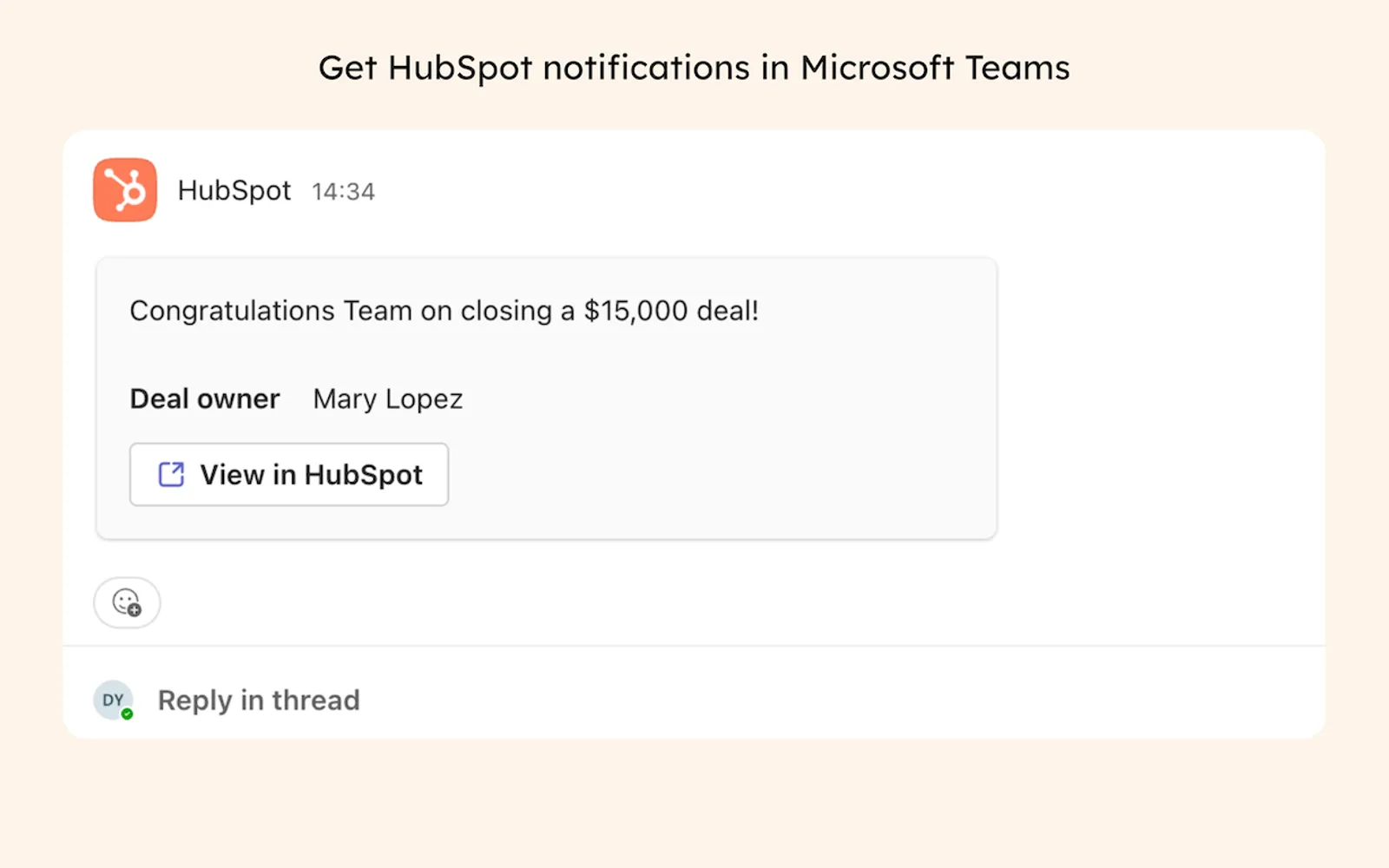 HubSpot — screenshot from the Microsoft Marketplace listing