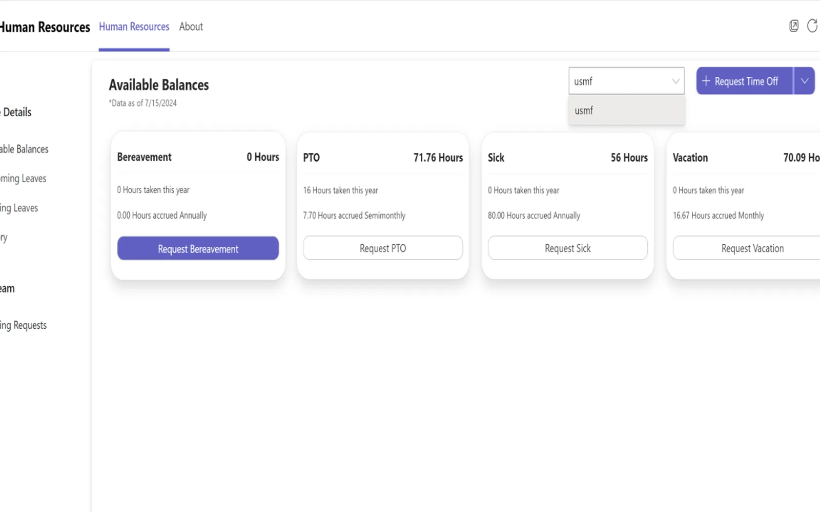 Human Resources — screenshot from the Microsoft Marketplace listing