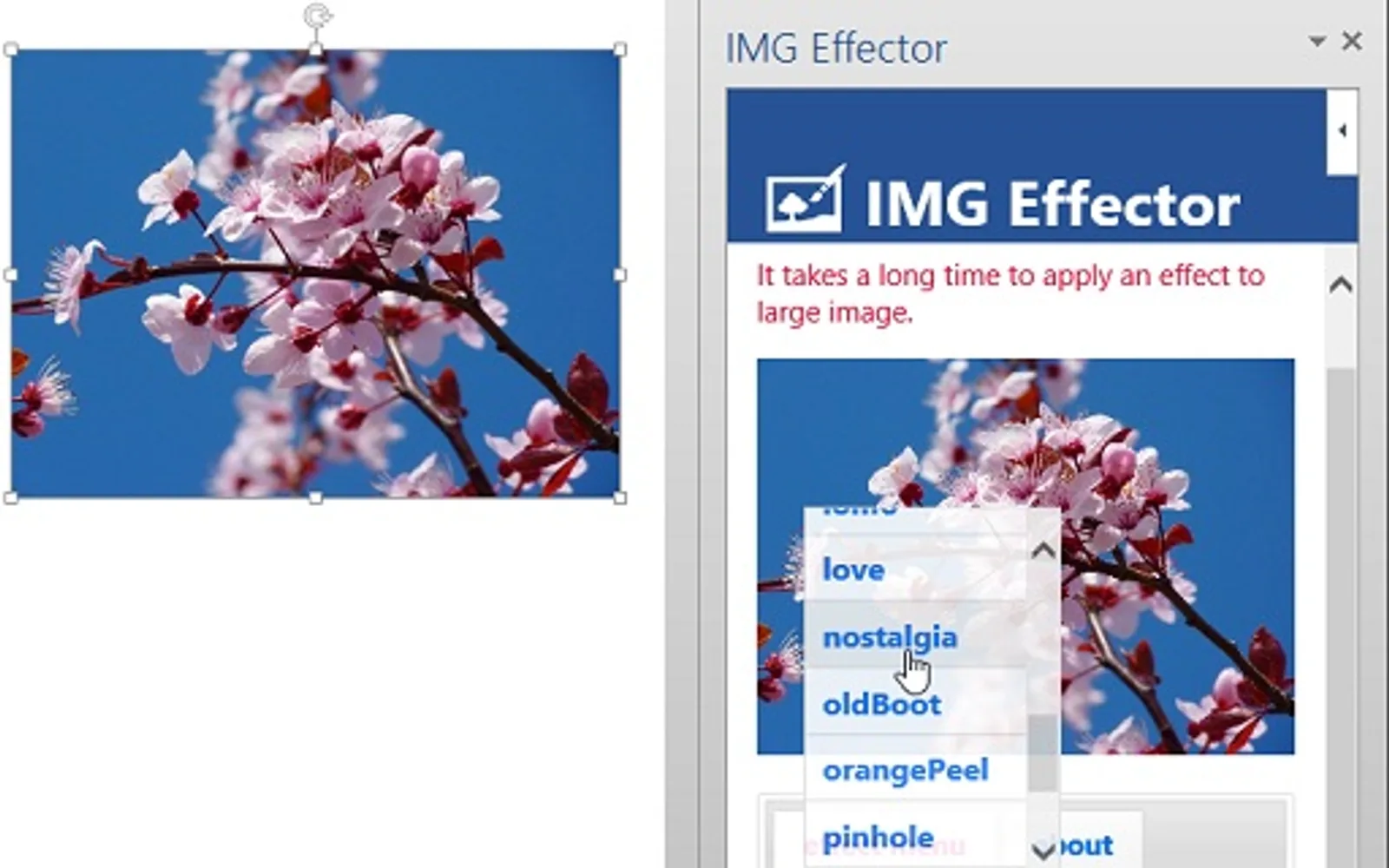 IMG Effector — screenshot from the Microsoft Marketplace listing