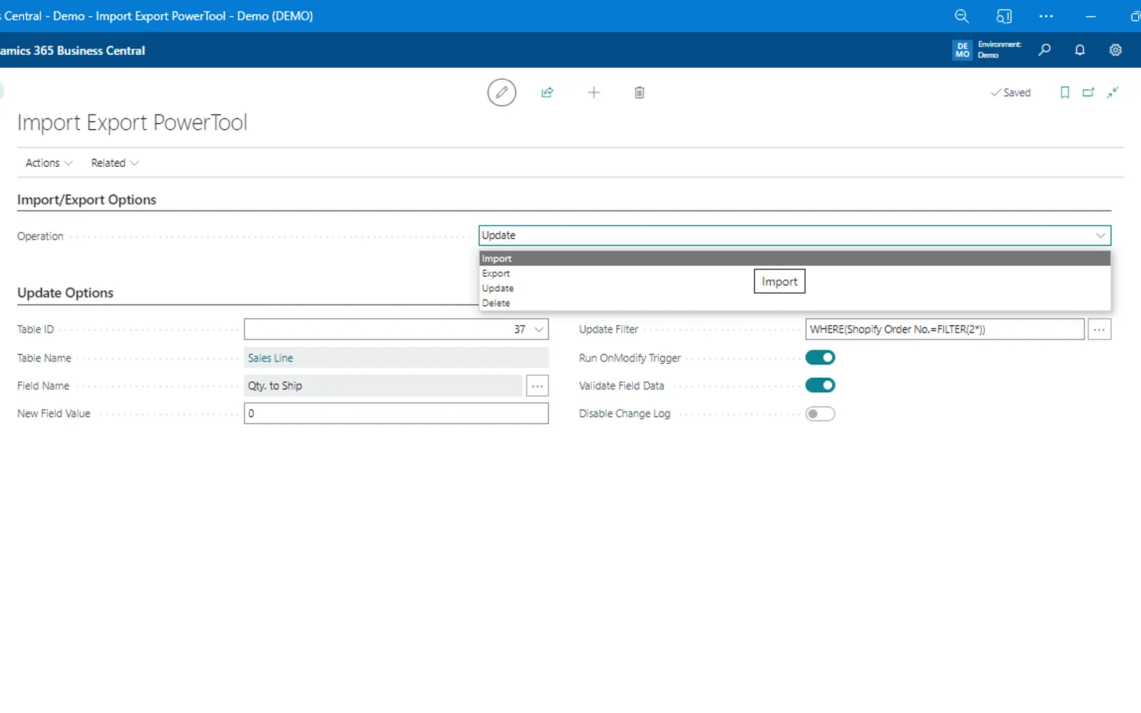 Import Export PowerTool — screenshot from the Microsoft Marketplace listing