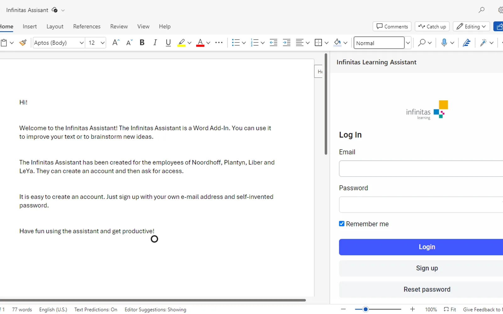 Infinitas Assistant — screenshot from the Microsoft Marketplace listing