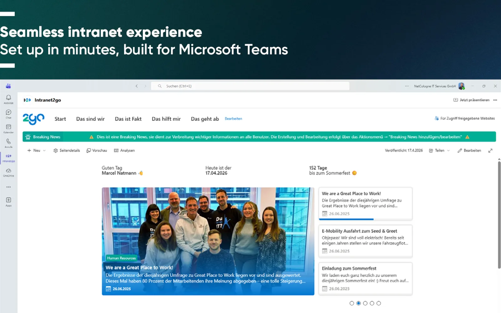 Intranet2go Express — screenshot from the Microsoft Marketplace listing