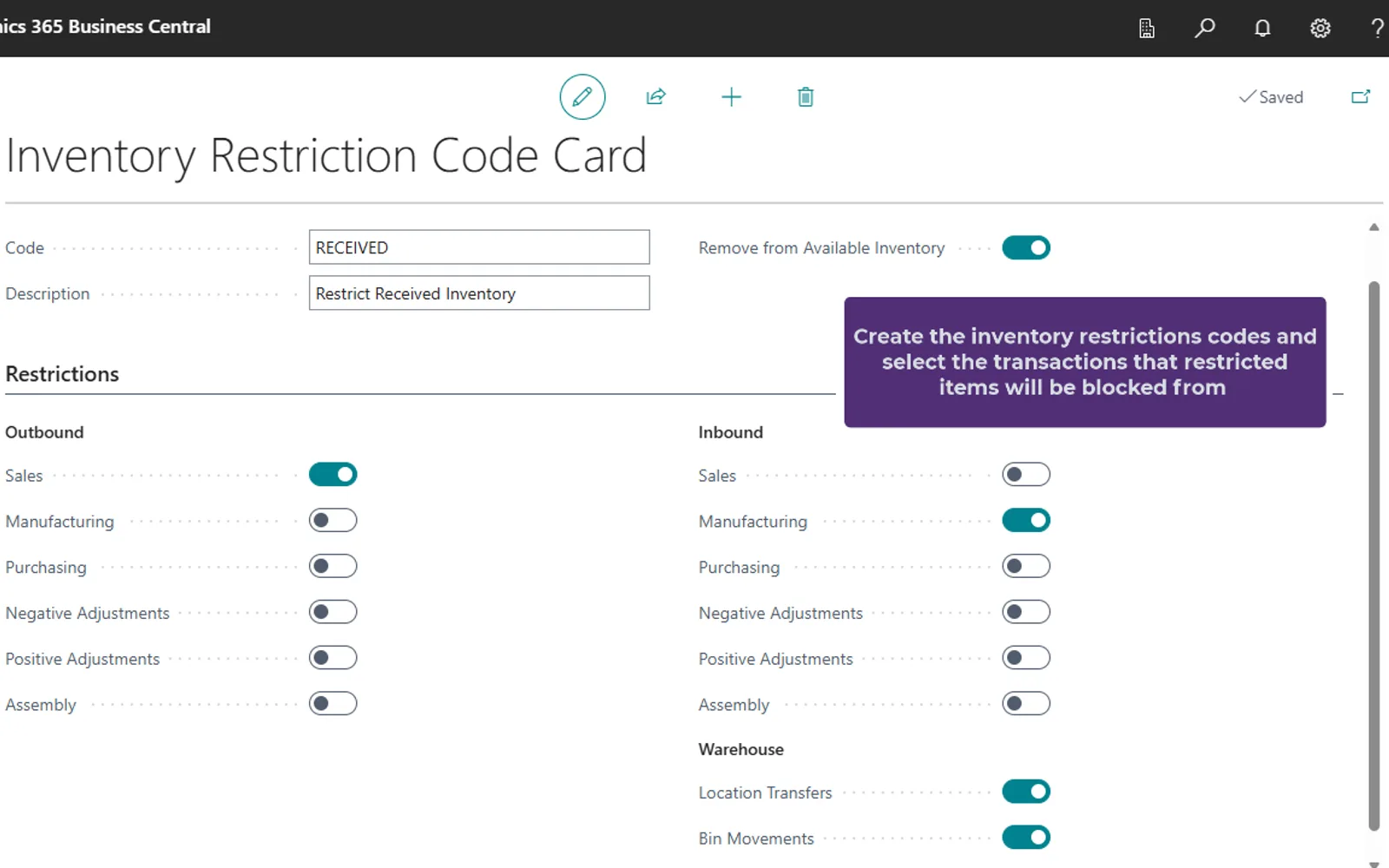 Inventory Restrictions — screenshot from the Microsoft Marketplace listing
