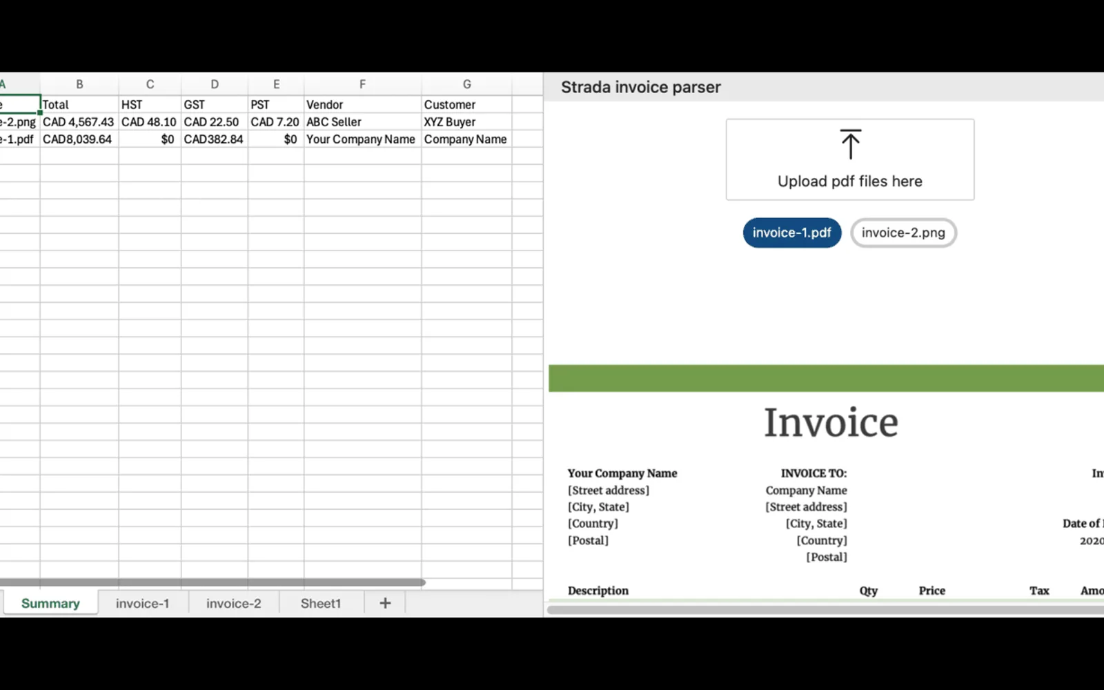 Invoice Parser — screenshot from the Microsoft Marketplace listing