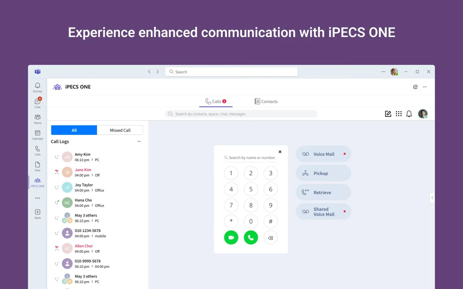 iPECS ONE Add-in — screenshot from the Microsoft Marketplace listing
