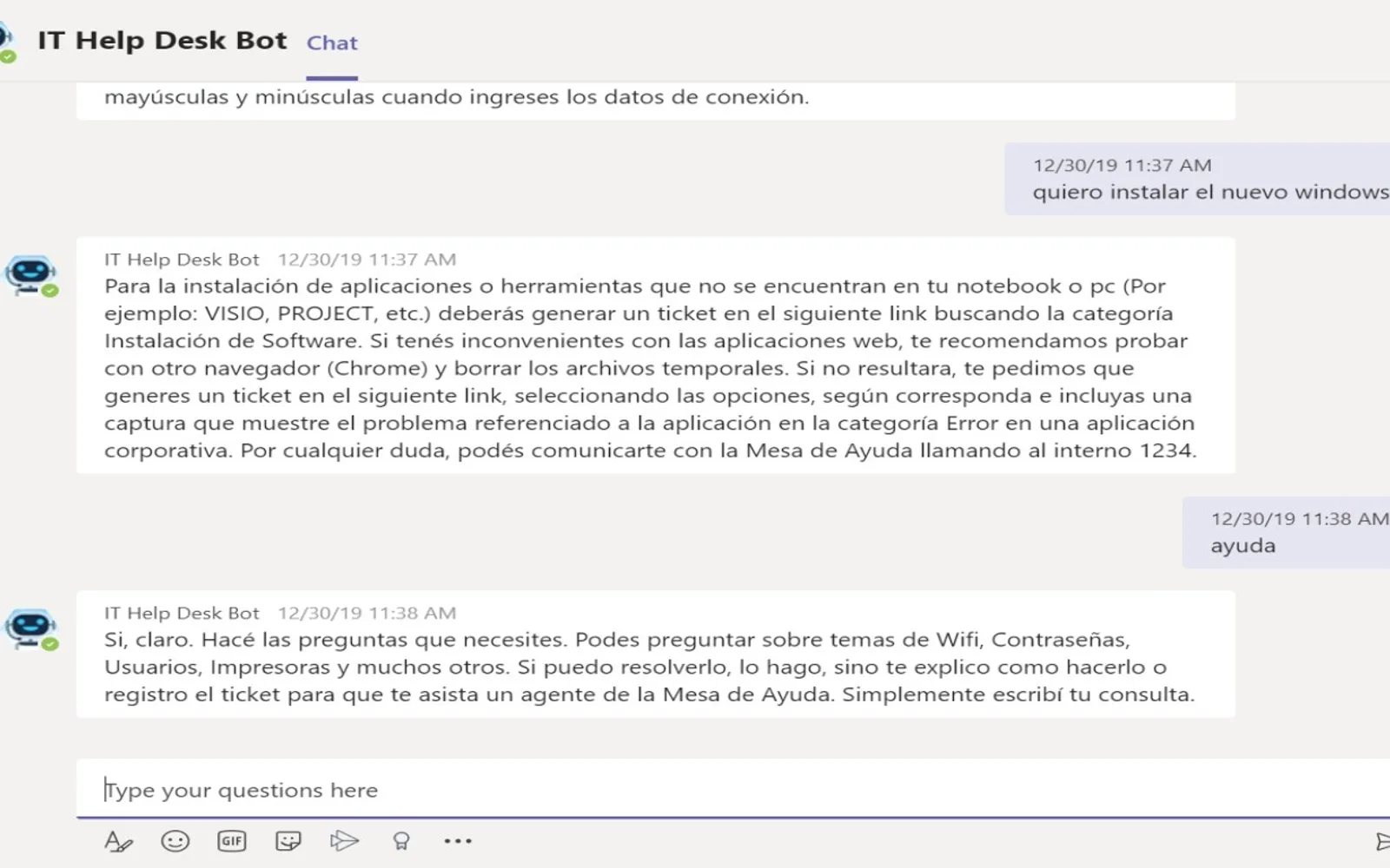 IT Help Desk Bot — screenshot from the Microsoft Marketplace listing