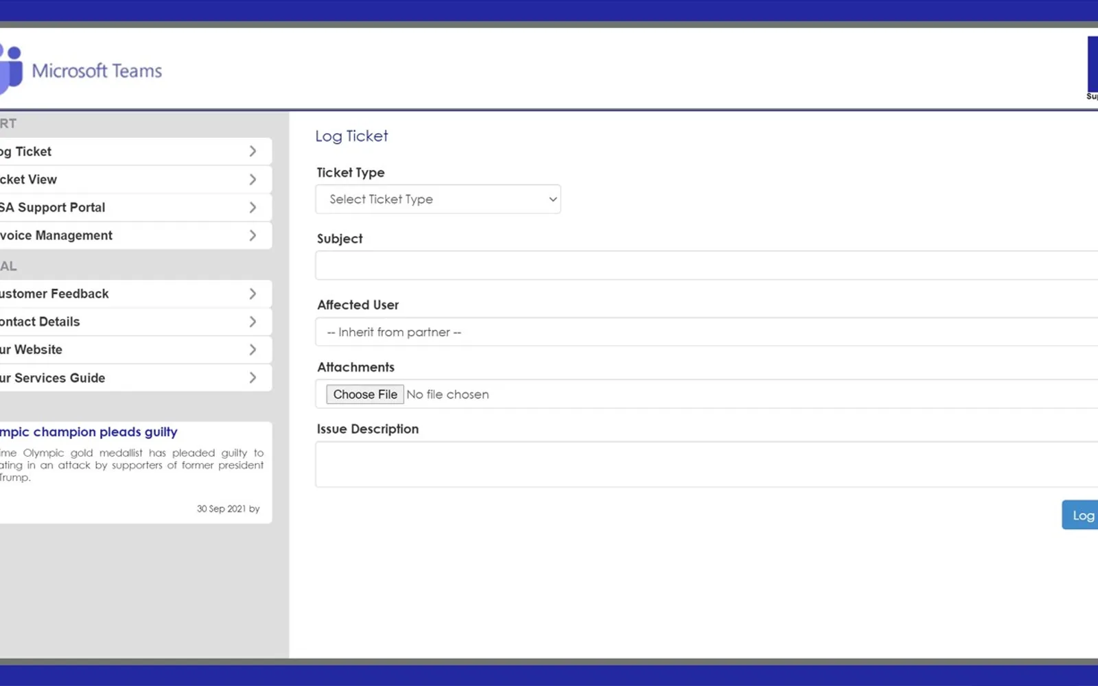IT Support Panel — screenshot from the Microsoft Marketplace listing