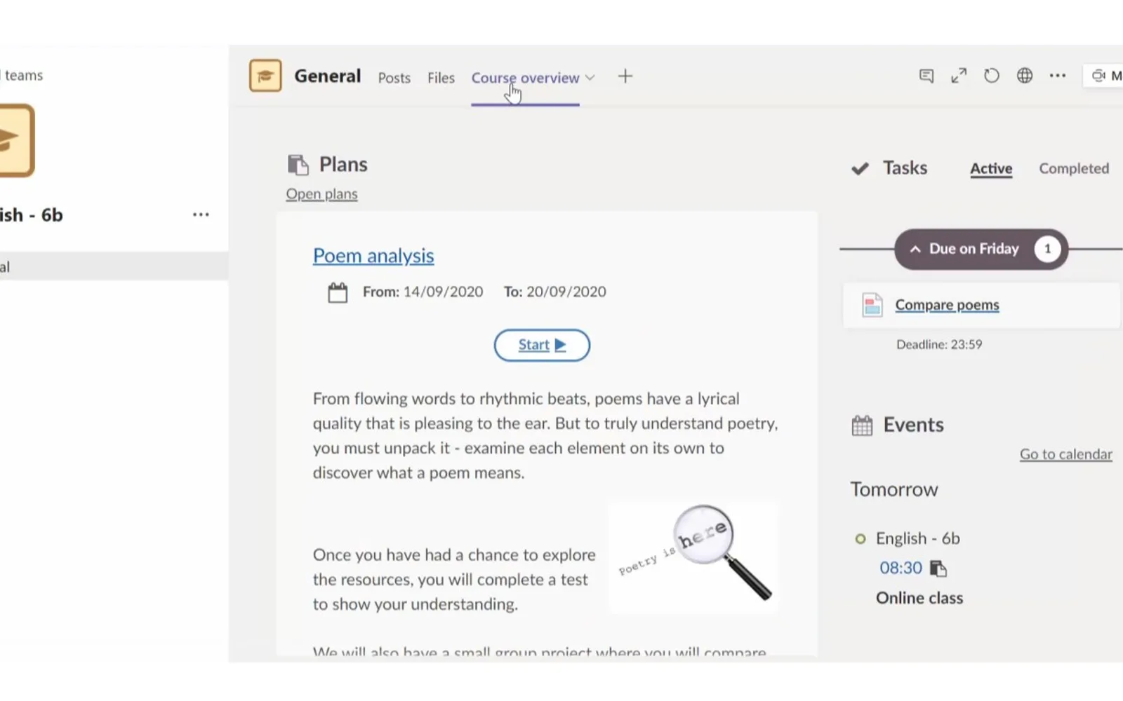 itslearning Course Overview — screenshot from the Microsoft Marketplace listing
