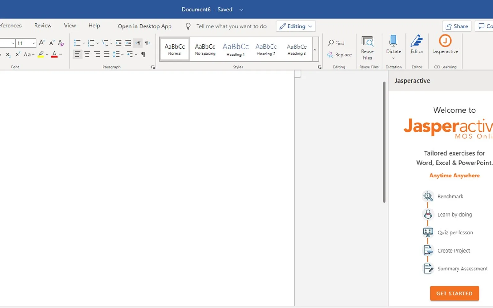 Jasperactive for Office — screenshot from the Microsoft Marketplace listing