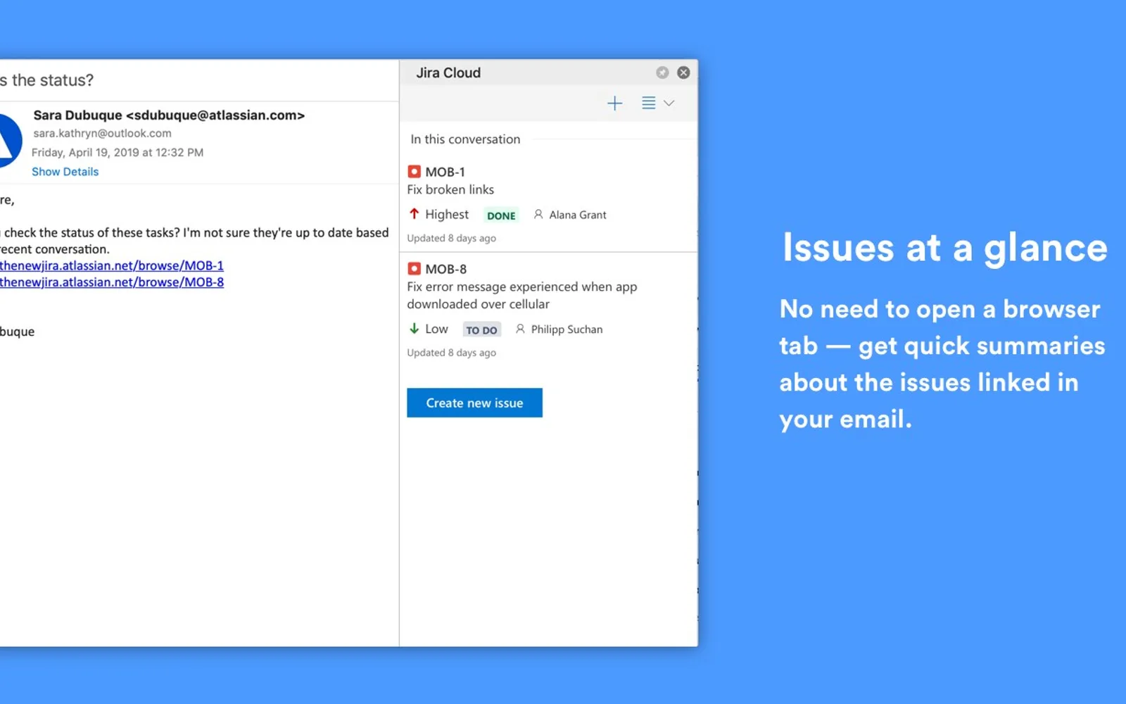 Jira Cloud for Outlook (Official) — screenshot from the Microsoft Marketplace listing