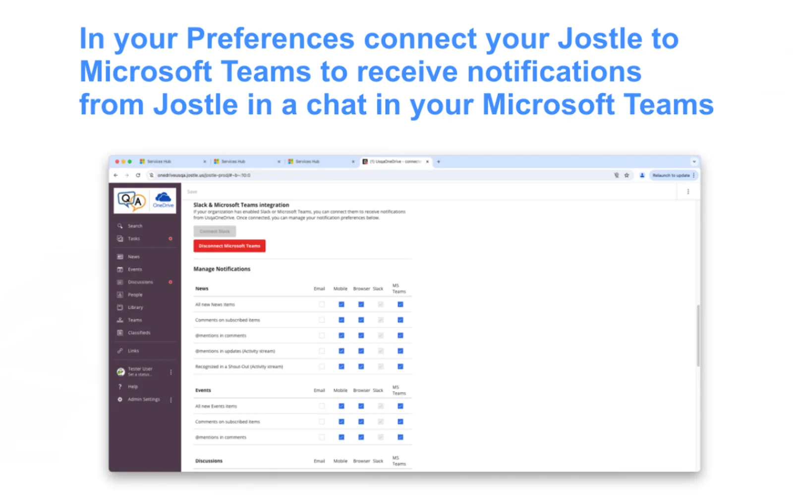 Jostle Notifications — screenshot from the Microsoft Marketplace listing