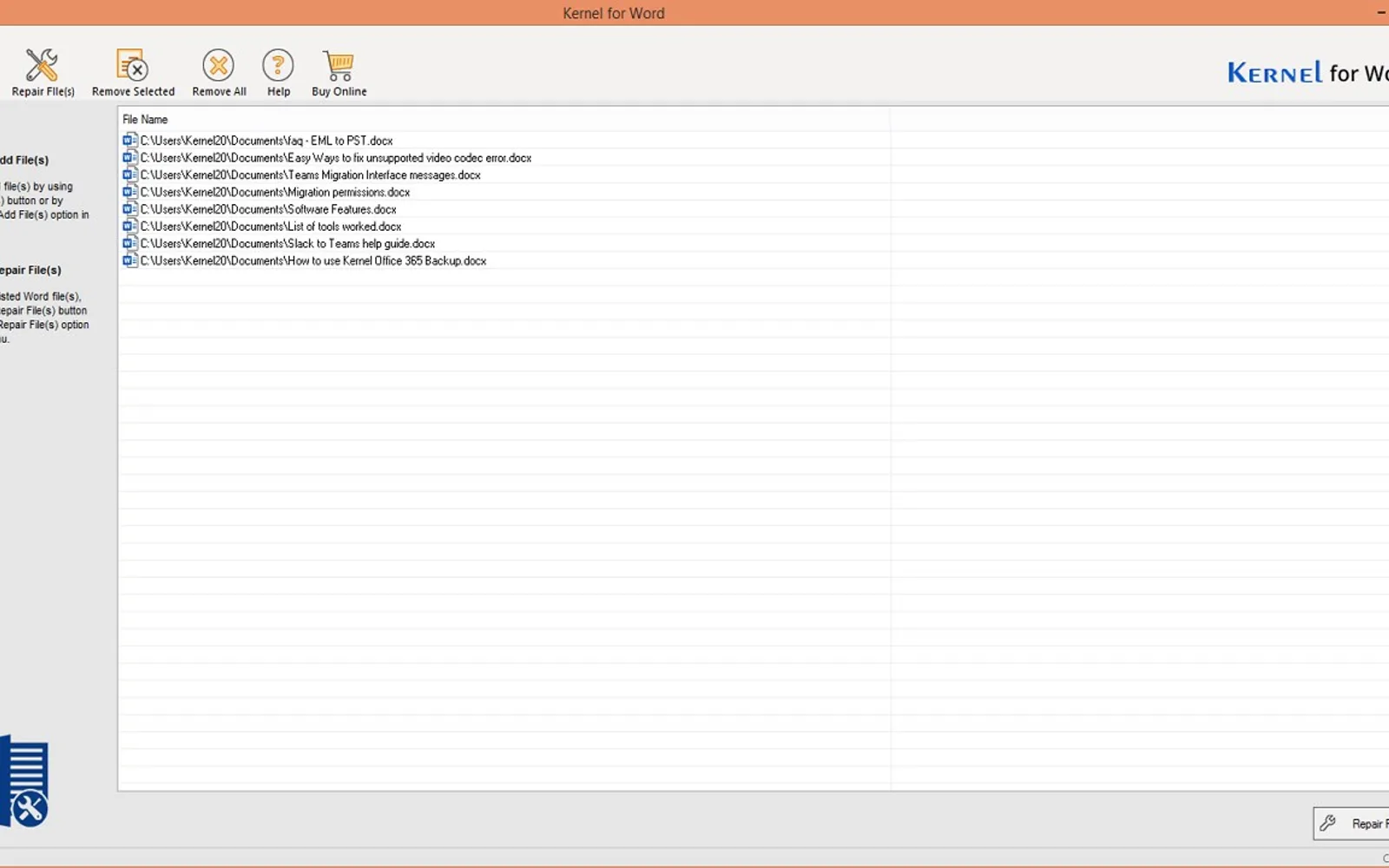 Kernel for Word Repair — screenshot from the Microsoft Marketplace listing