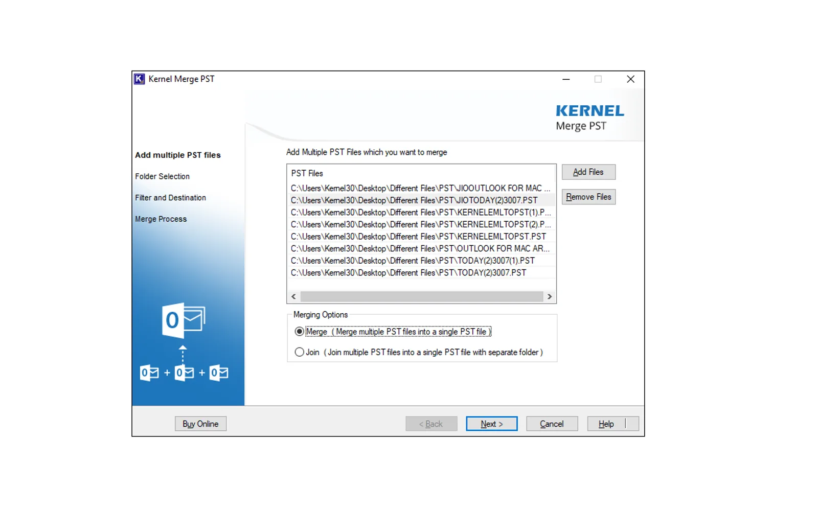 Kernel Merge PST — screenshot from the Microsoft Marketplace listing