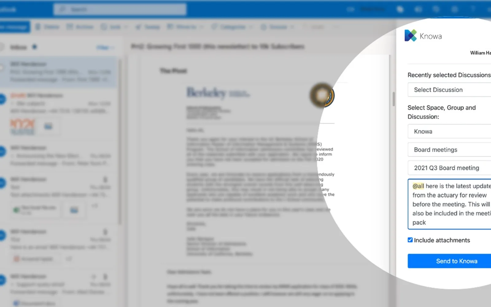 Knowa for Outlook — screenshot from the Microsoft Marketplace listing