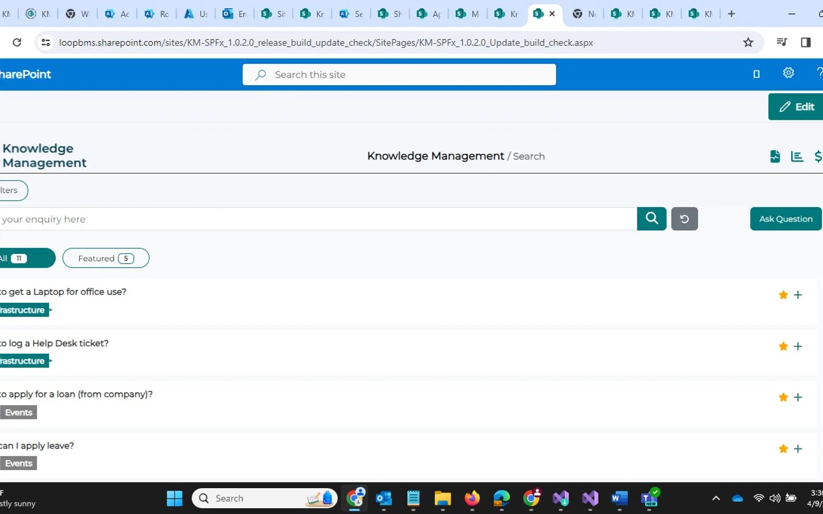 Knowledge Management Software — screenshot from the Microsoft Marketplace listing