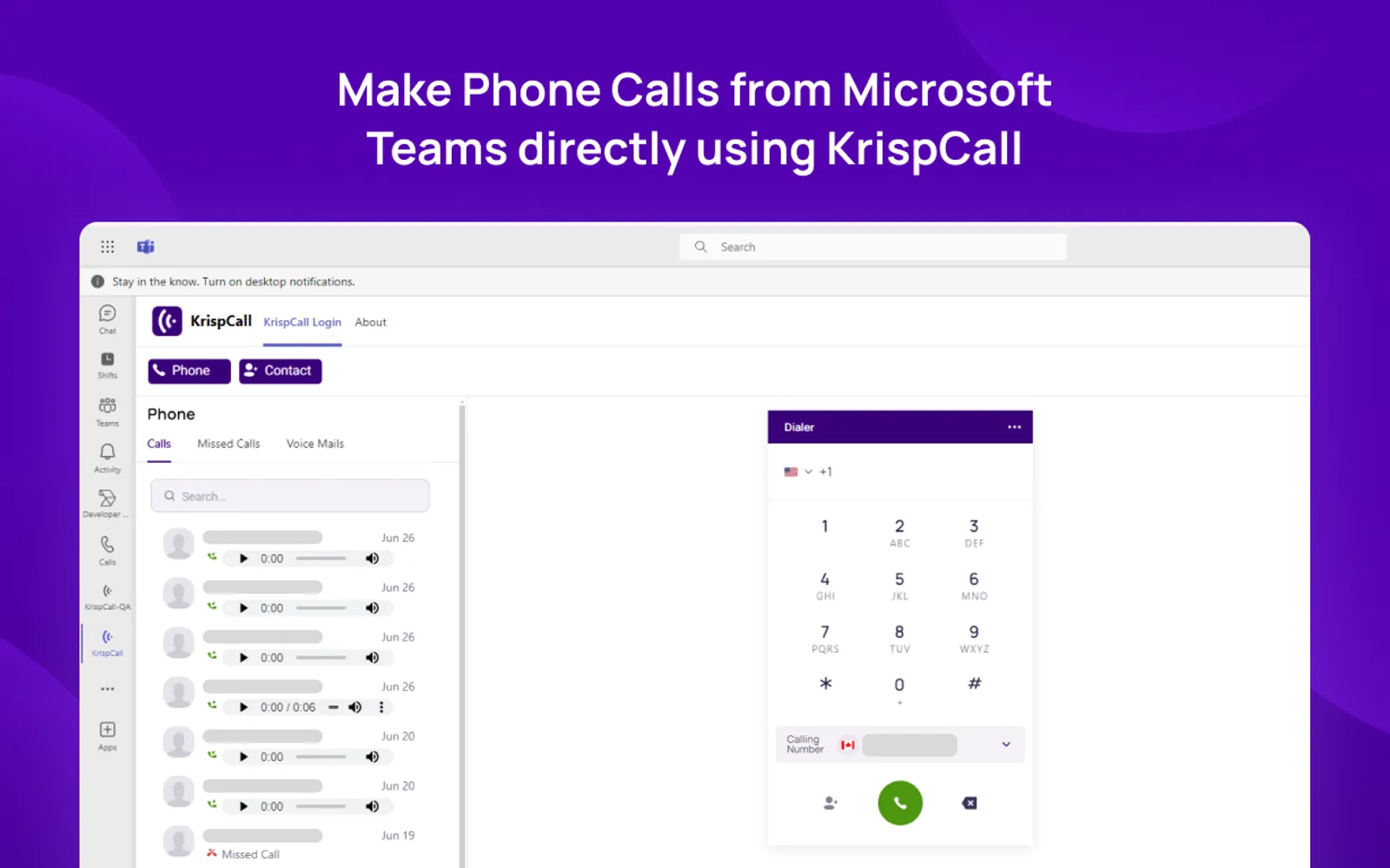 KrispCall — screenshot from the Microsoft Marketplace listing