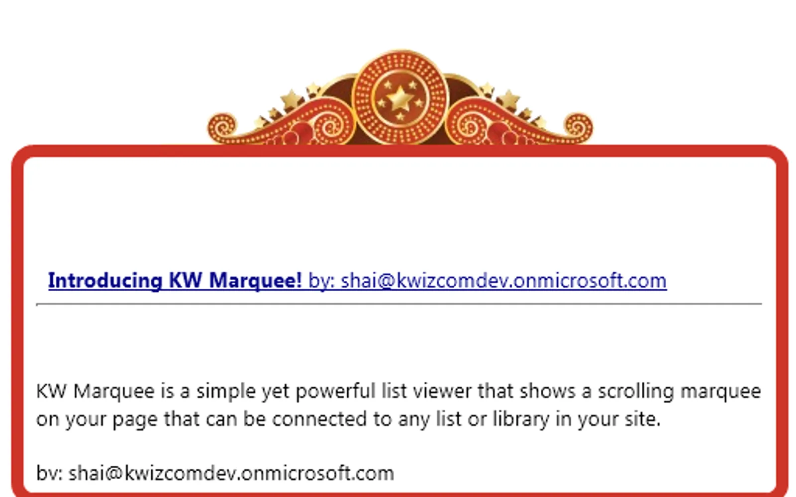 KWizCom Marquee — screenshot from the Microsoft Marketplace listing