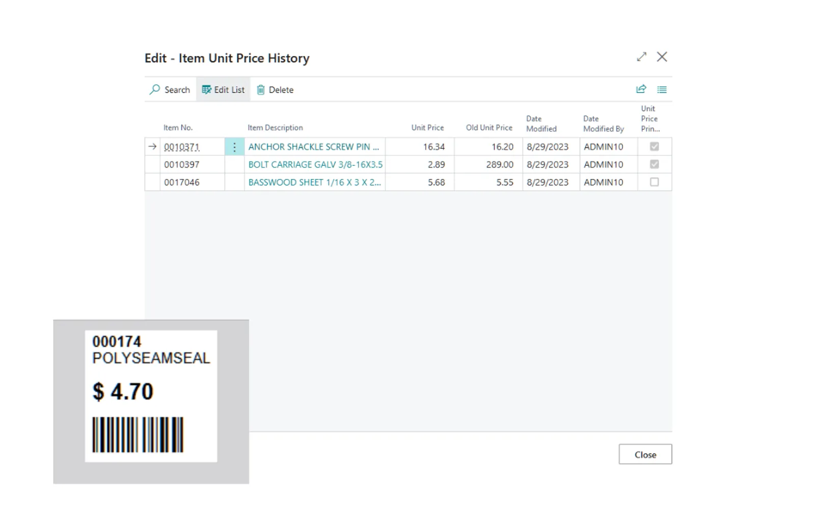 Label Printer — screenshot from the Microsoft Marketplace listing