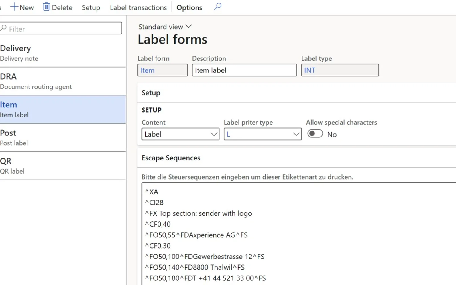Label Printing — screenshot from the Microsoft Marketplace listing