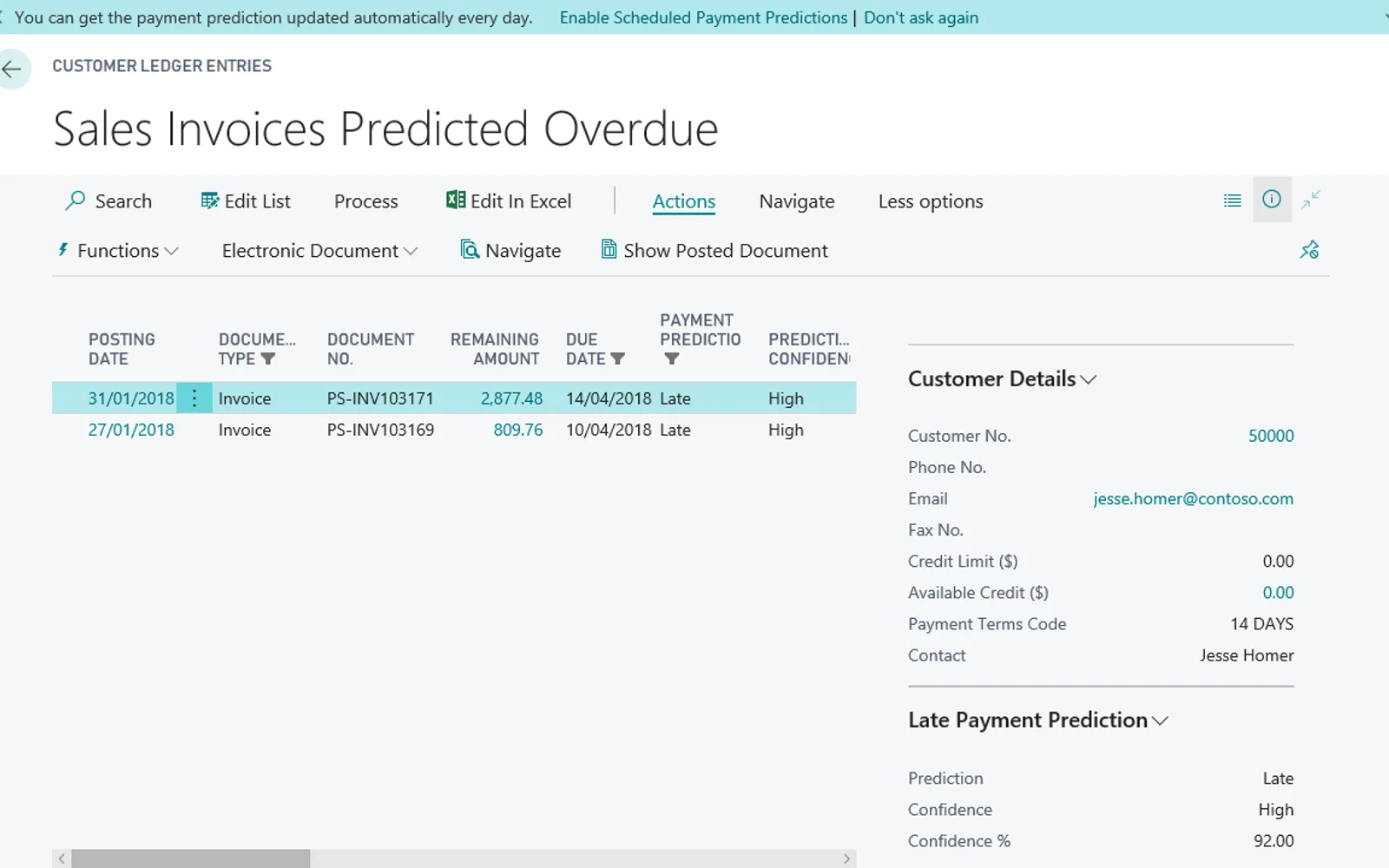 Late Payment Prediction — screenshot from the Microsoft Marketplace listing