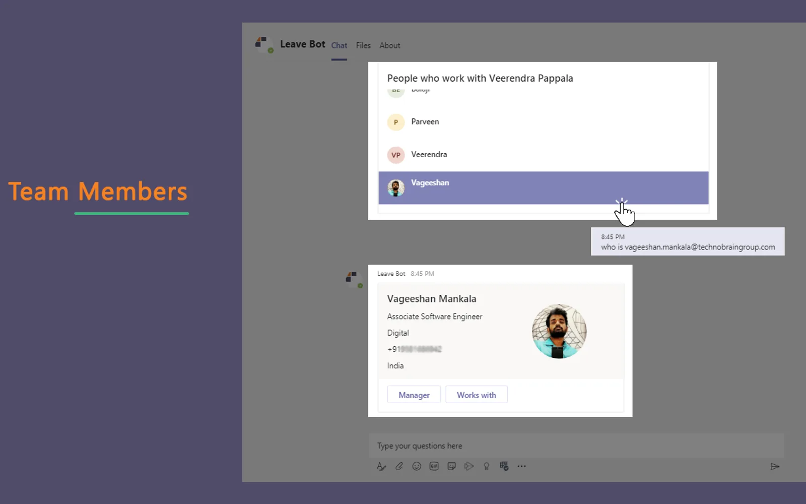 LeaveBot — screenshot from the Microsoft Marketplace listing