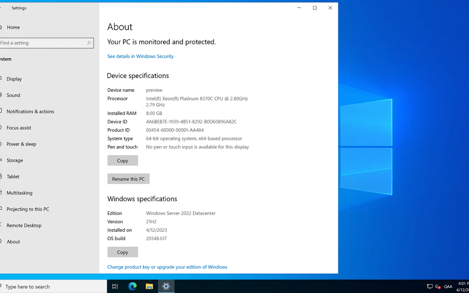 Managed Azure Service — screenshot from the Microsoft Marketplace listing