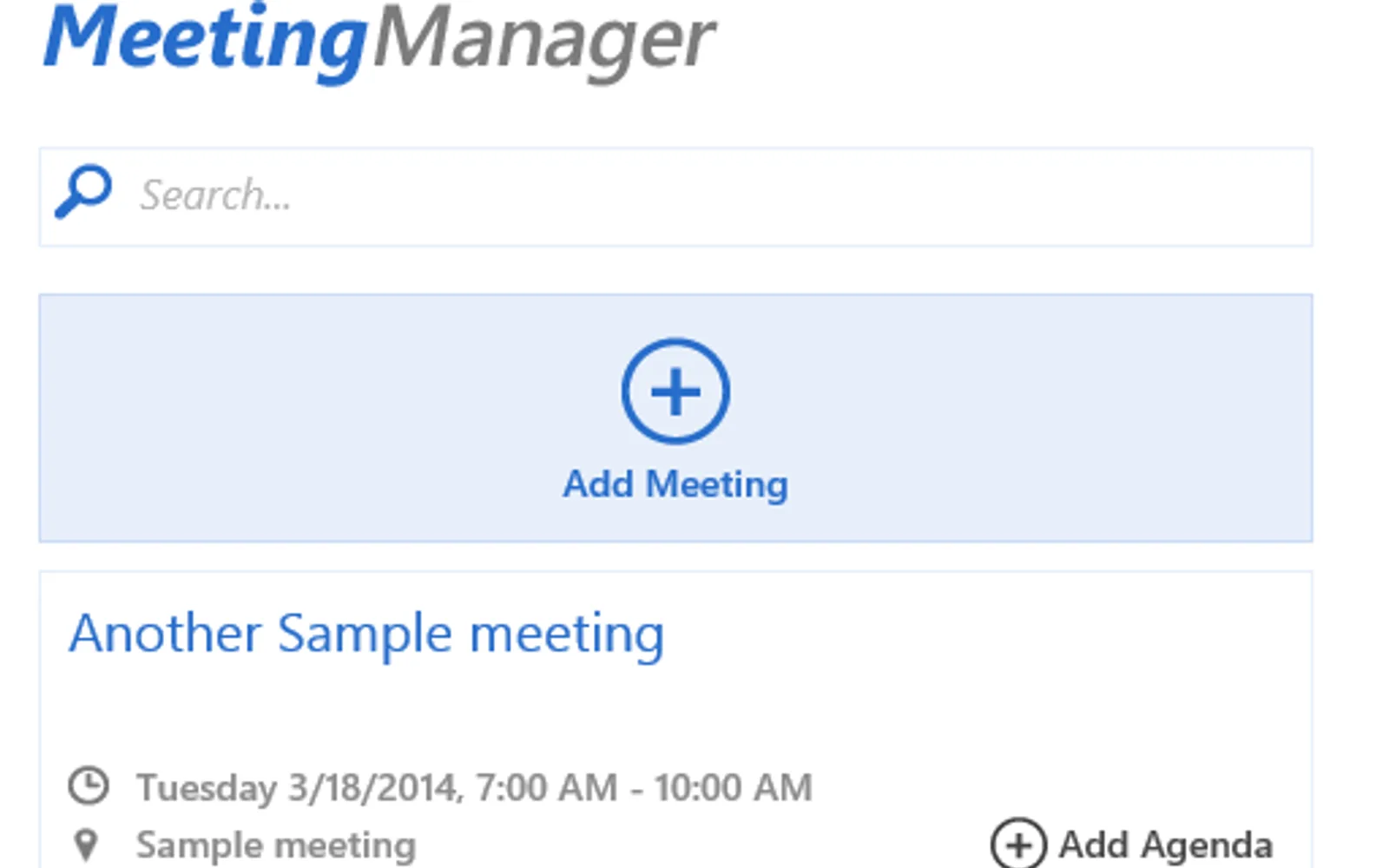 Meeting Manager — screenshot from the Microsoft Marketplace listing