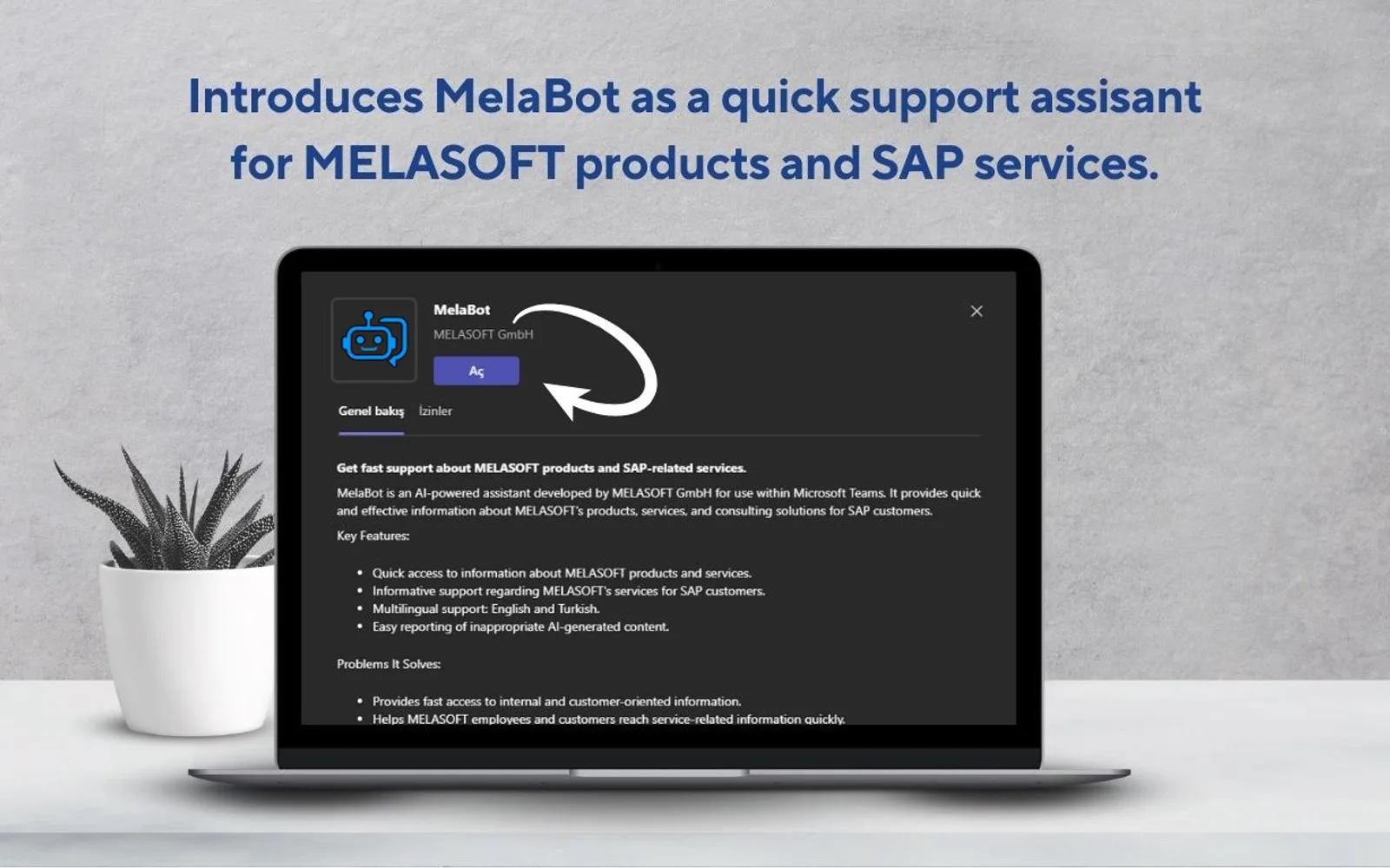 MelaBot — screenshot from the Microsoft Marketplace listing
