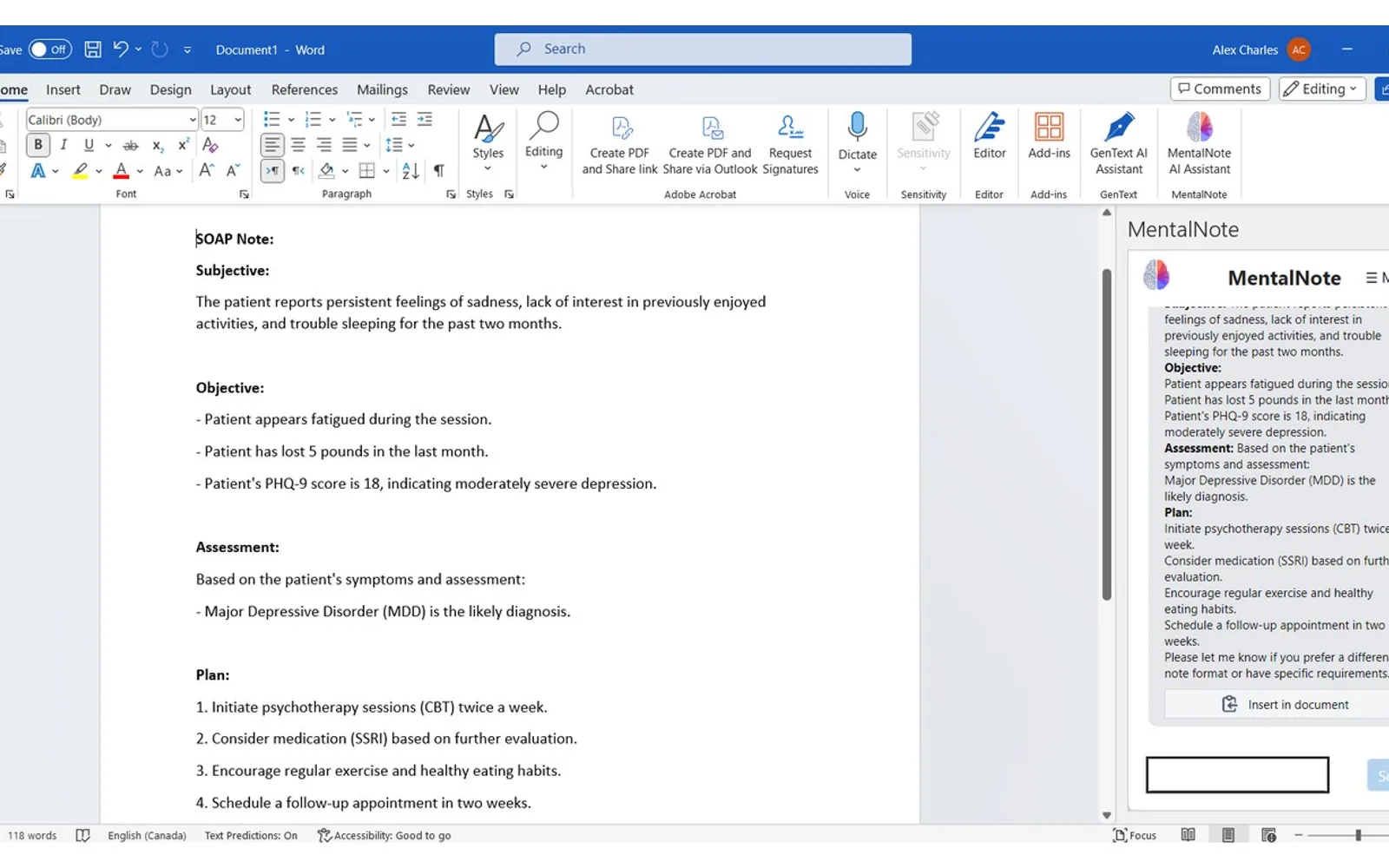 Mental Note AI — screenshot from the Microsoft Marketplace listing