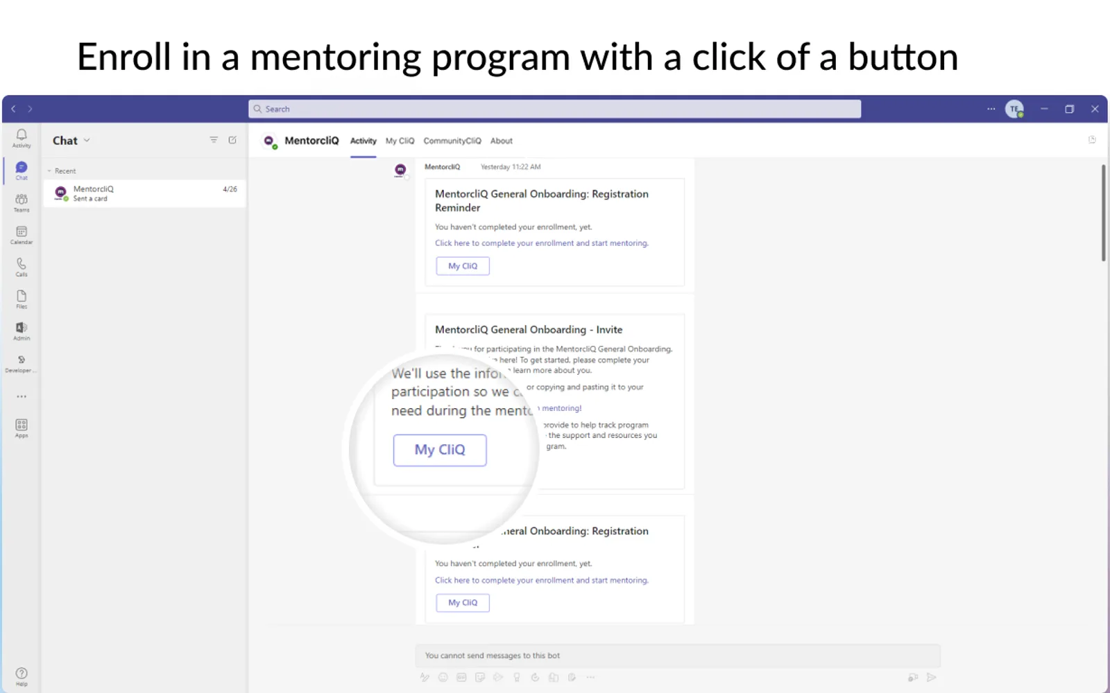 MentorcliQ — screenshot from the Microsoft Marketplace listing