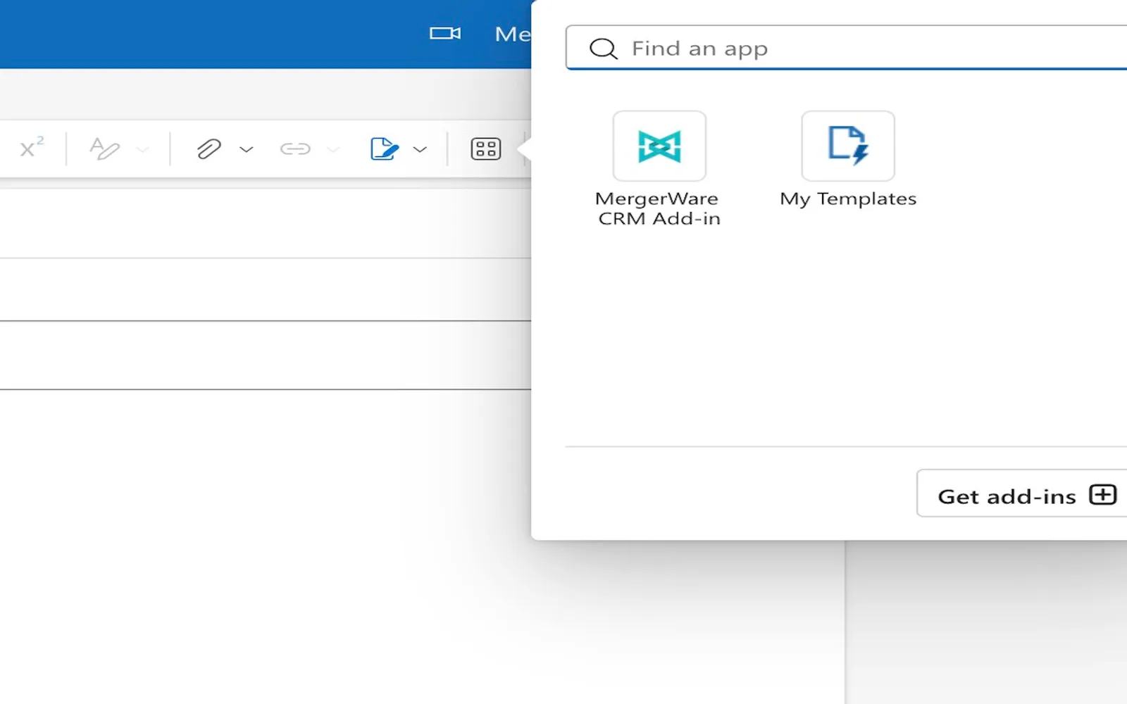 MergerWare Email Addin — screenshot from the Microsoft Marketplace listing