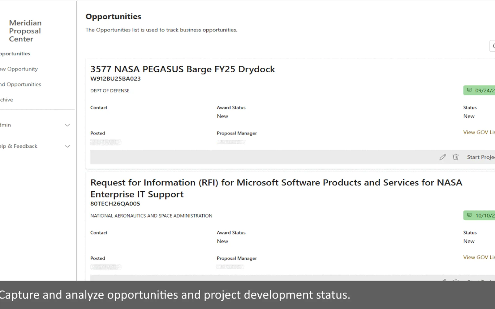 Meridian Proposal Center — screenshot from the Microsoft Marketplace listing