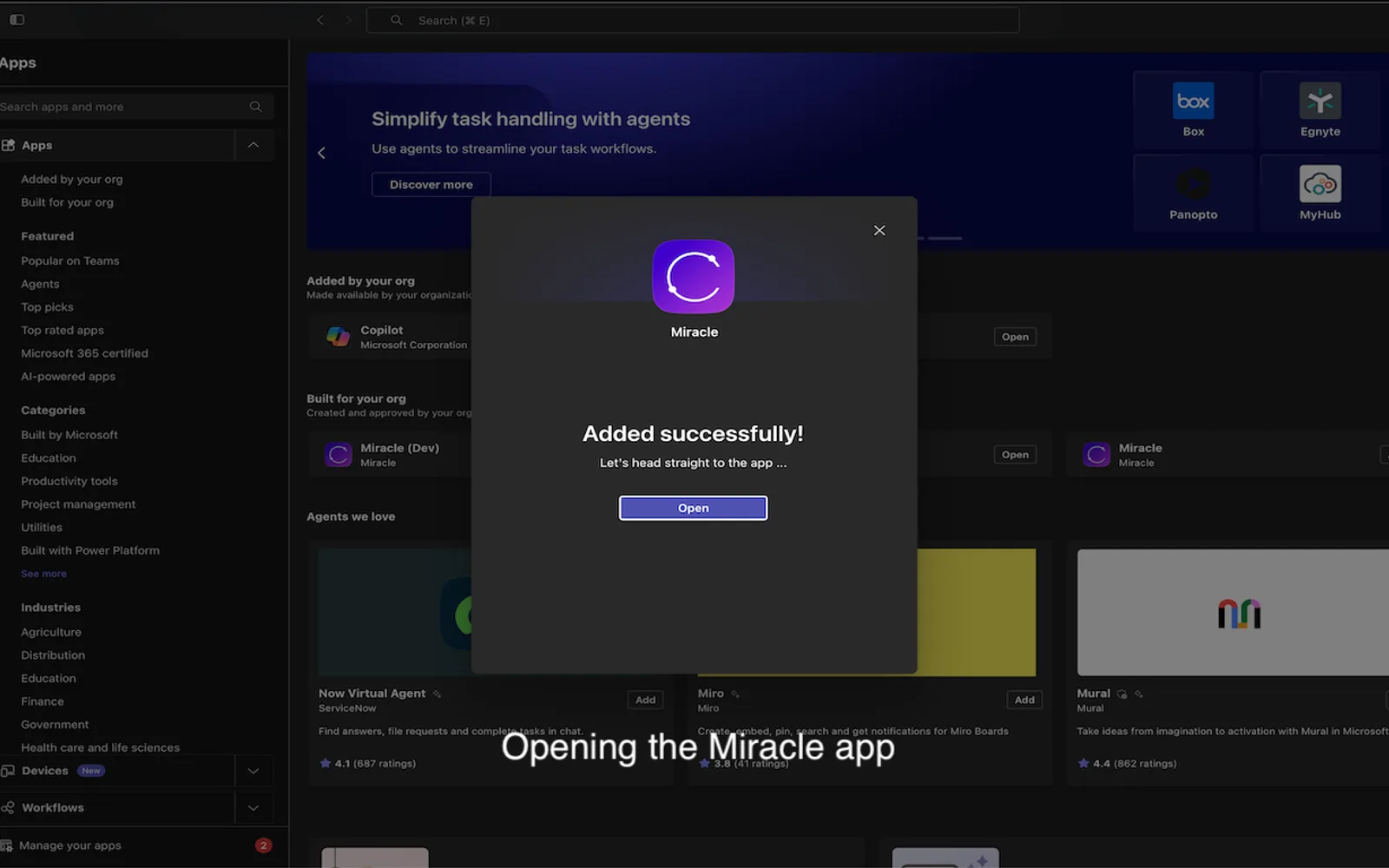 Miracle — screenshot from the Microsoft Marketplace listing