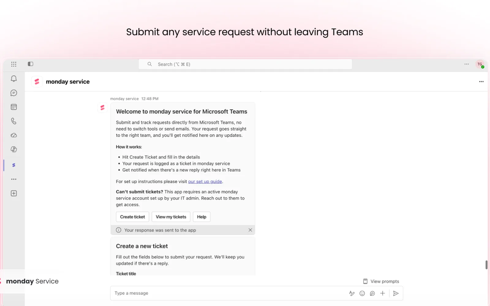 monday service — screenshot from the Microsoft Marketplace listing