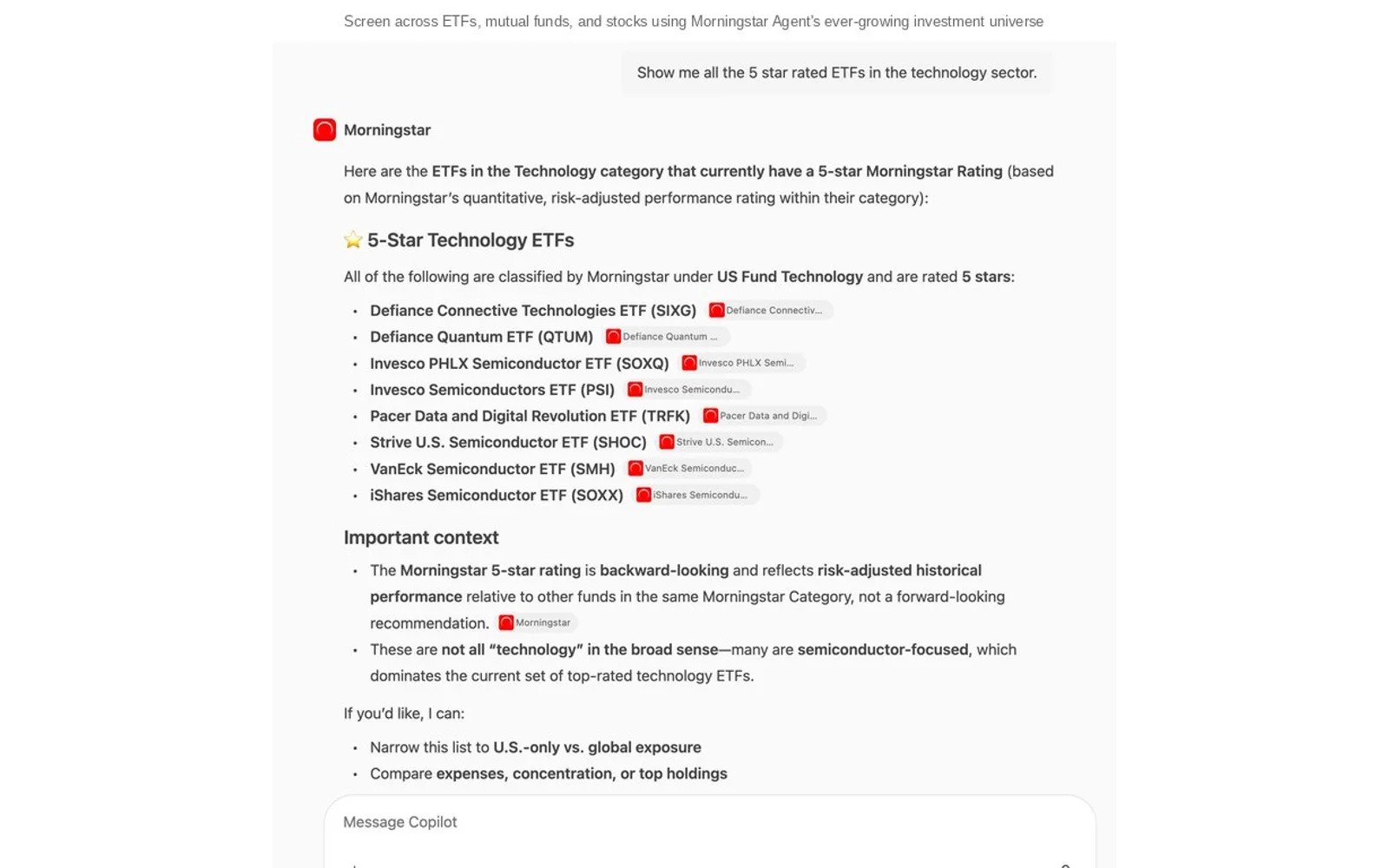 Morningstar — screenshot from the Microsoft Marketplace listing