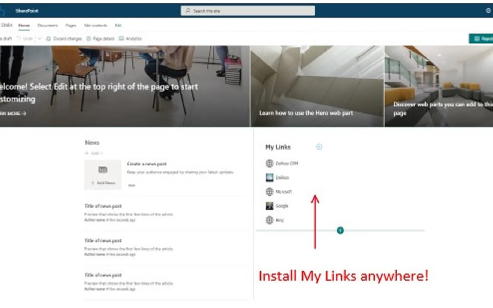 My Links — screenshot from the Microsoft Marketplace listing
