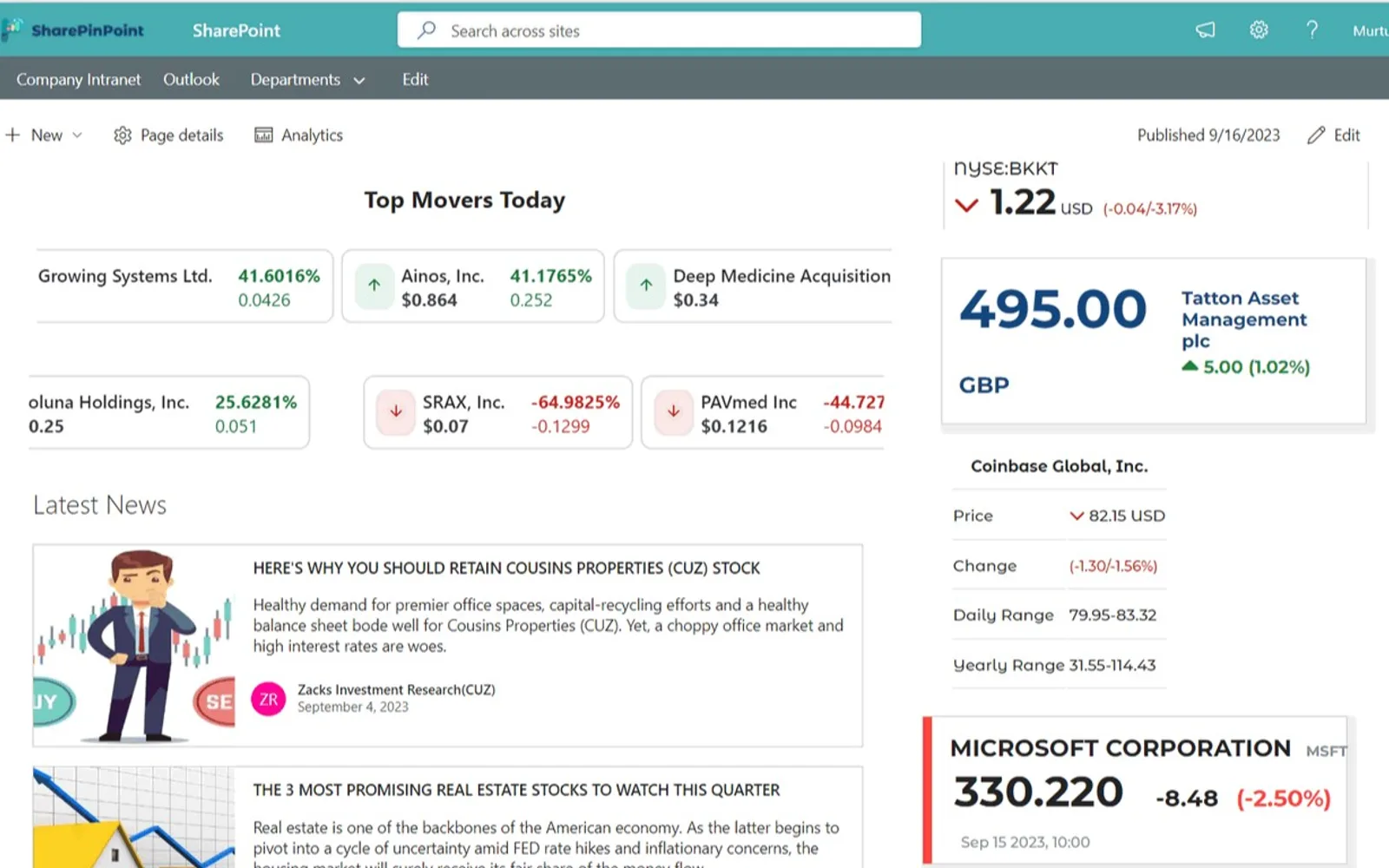 NASDAQ Top Movers — screenshot from the Microsoft Marketplace listing