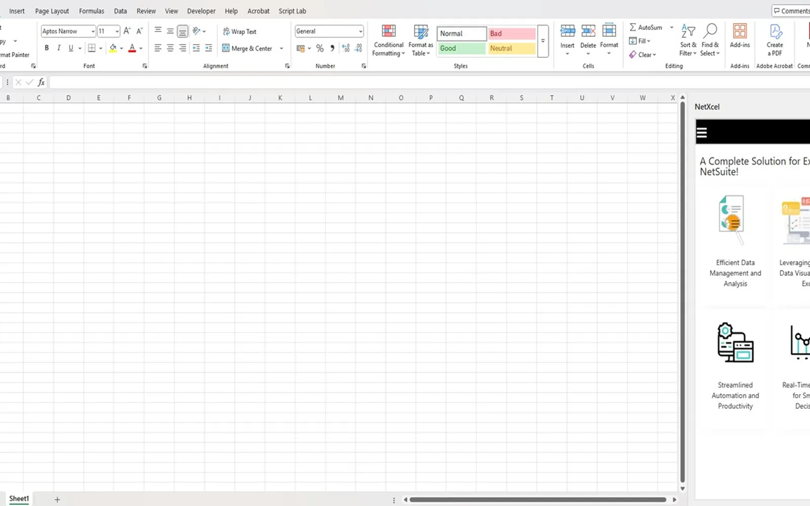 NetXcel — screenshot from the Microsoft Marketplace listing